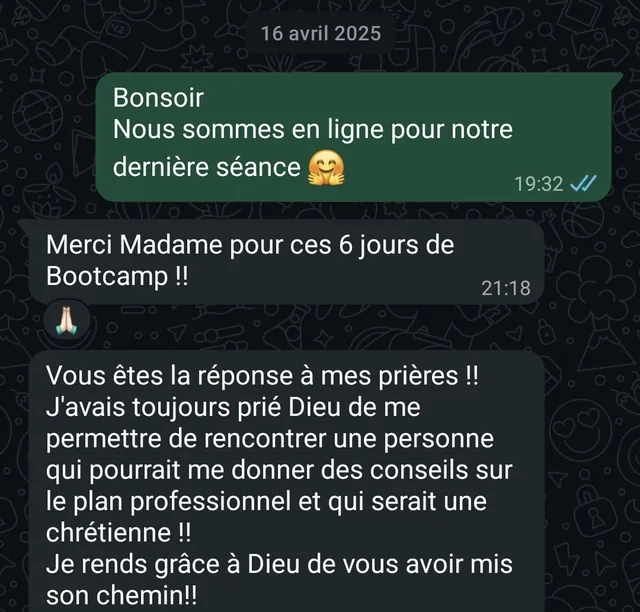 Avis d'un participant au bootcamp Révèle ton Potentiel Pro